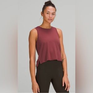 Lululemon Train To Be Tank Rustic Red Sleeveless High Low Top Sz 10